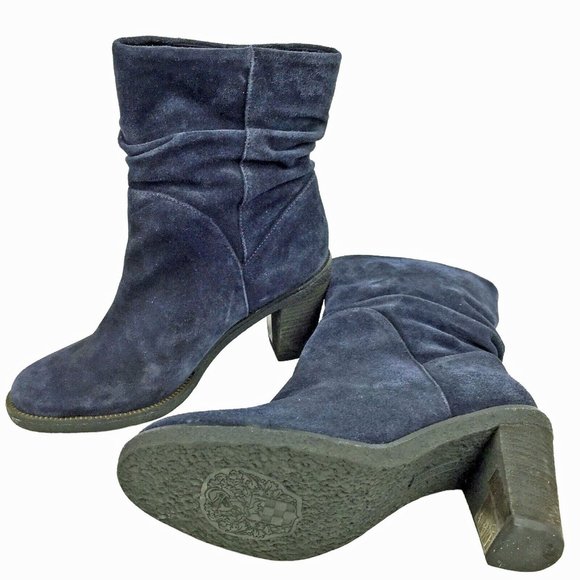 VINCE CAMUTO Parka Navy Blue Suede‎ Slouch Ankle Boots - Picture 6 of 7
